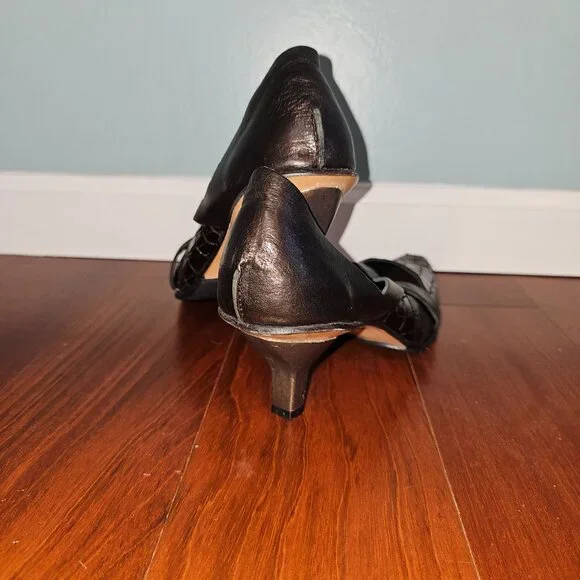 CYDWOQ Vintage Handmade Leather Kitten Heel Pumps – Brown Metallic | US 10/EU 41 - Picture 12 of 12